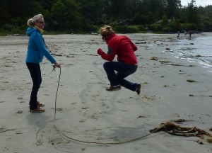 Using seaweed for a skipping rope, Casey gets some air!