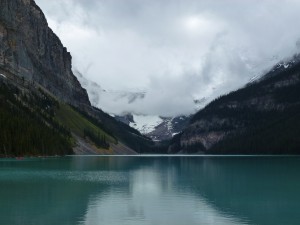 Lake Louise = imagine how blue they would be if sunny.